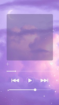 Purple aesthetic audio player Facebook story, kawaii sky design psd