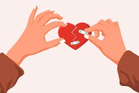 Hands fixing broken heart background, mental health design vector