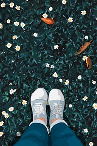 High top shoes background, nature illustration design