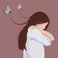 Woman and mental health background, feminine illustration design