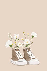 High top shoe background, flower design, feminine illustration 