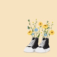 High top shoe background, flower design, feminine illustration 