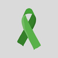 Green ribbon clipart, mental health awareness illustration psd