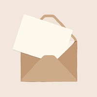 Brown envelope, note clipart, stationery design psd