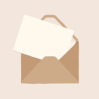 Brown envelope, note clipart, stationery design vector