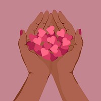 Hearts in cupped hands clipart, giving love design psd