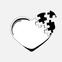 Heart jigsaw clipart, mental health design vector