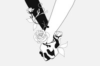 Holding hands background, black and white design psd