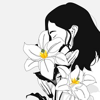 Lily and woman background, feminine illustration design