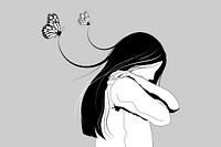 Woman and mental health background, feminine illustration design