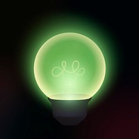 Glowing light bulb clipart, green design, black background vector