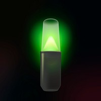 Party light bulb sticker, green design, black background vector