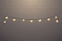 Fairy lights clipart, festive design, wall texture background psd