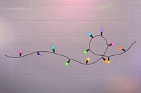 String lights collage element, colorful design, wall texture background vector