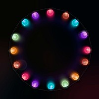 Colorful lights frame, circle design, black background vector