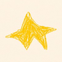 Star drawing sticker, cute crayon texture design psd