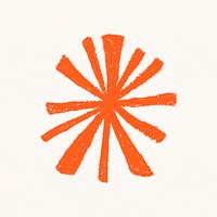 Starburst doodle sticker, orange cute design vector