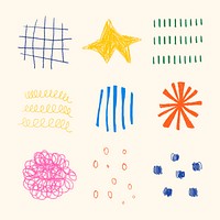 Cute abstract doodle shape stickers set vector