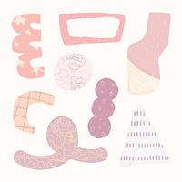 Cute abstract doodle shape stickers set vector