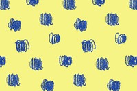Squiggle crayon pattern, cute yellow background psd