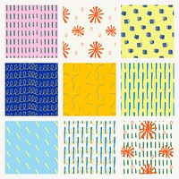 Crayon scribble patterns, cute design set psd