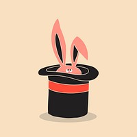 Magic rabbit hat sticker design, cute animal illustration vector
