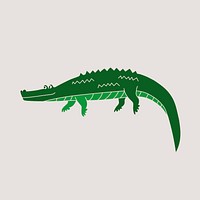 Green crocodile cartoon illustration, cute animal design