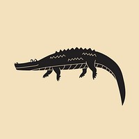Black crocodile cartoon illustration, cute animal design
