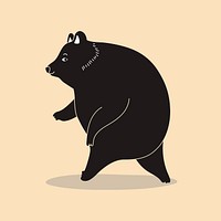 Black bear illustration sticker, beige background vector