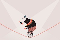 Circus bear background, cute animal design psd