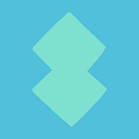 Turquoise geometric shape, blue background