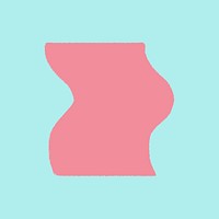 Wavy rectangle sticker, geometric shape in pink psd