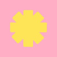 Asterisk shape sticker, yellow geometric design psd