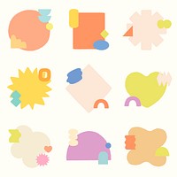 Memphis badge, colorful geometric sticker set vector