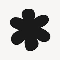 Black flower sticker, doodle blob shape psd