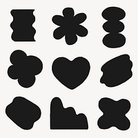 Black blob shape badge sticker, collage elements vector