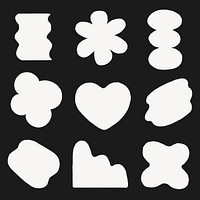 Blob shape, white collage element sticker set vector