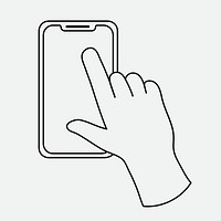 Hand using smartphone clipart, social media doodle psd