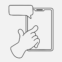 Hand using tablet clipart, social media doodle vector