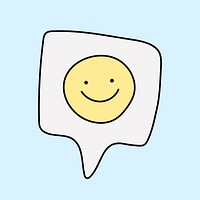 Smiling face sticker, social media emoticon doodle vector