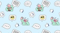 Social media doodle computer wallpaper, emoticon doodle pattern background