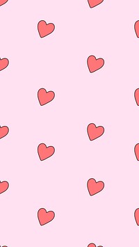 Heart pattern mobile wallpaper, social media doodle, 4k background