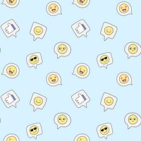 Seamless emoticon pattern background, cute design vector