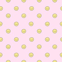 Smiling face pattern background, cute doodle, seamless design