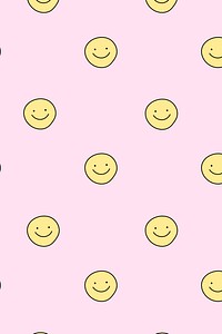 Smiling face pattern background, cute doodle