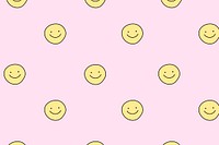 Smiling face pattern background, cute doodle, seamless design vector