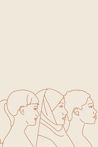 Diverse women background, beige border, girl power concept vector