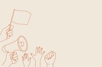 Protesting hands background, earth tone border, social issue concept psd