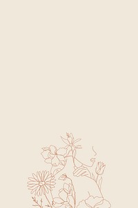 Minimal feminine background, female monoline border vector