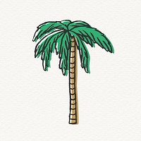 Green palm tree collage element, nature design psd